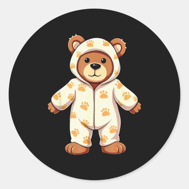 Teddy Bear Wearing Pajamas  Classic Round Sticker (Front)