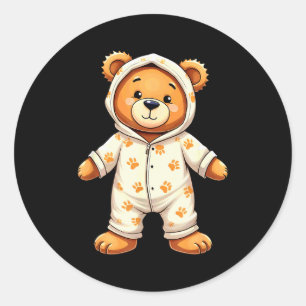 Teddy Bear Wearing Pajamas  Classic Round Sticker