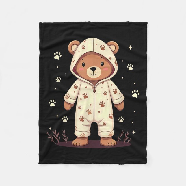 Teddy Bear Wearing Pajamas  Fleece Blanket (Front)