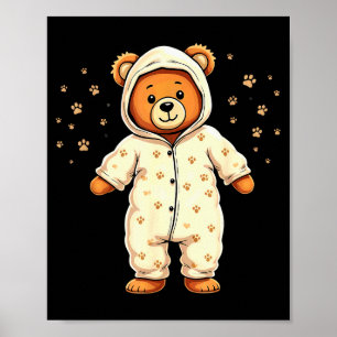 Teddy Bear Wearing Pajamas Poster