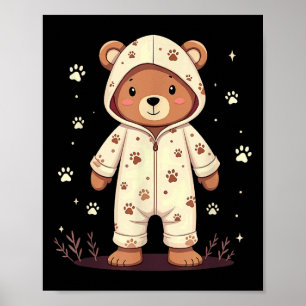 Teddy Bear Wearing Pajamas Poster