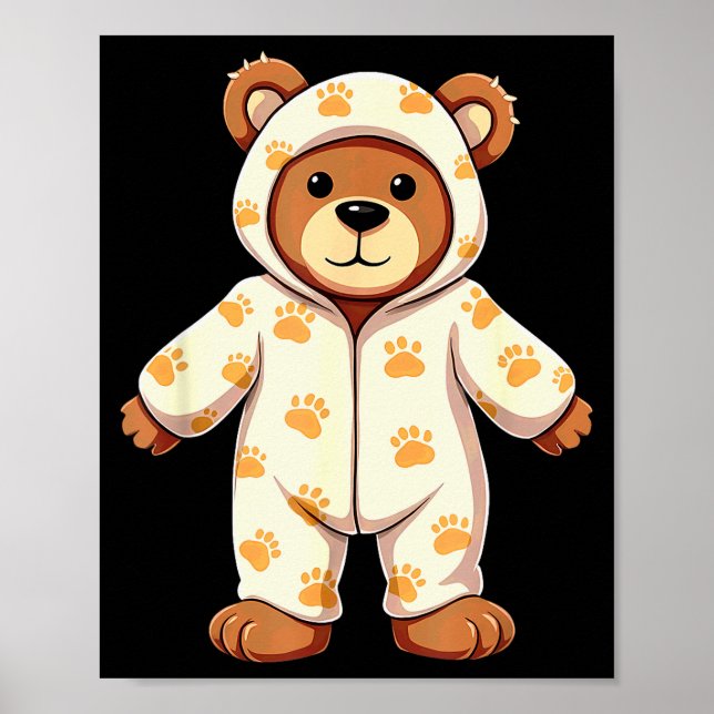 Teddy Bear Wearing Pajamas  Poster (Front)