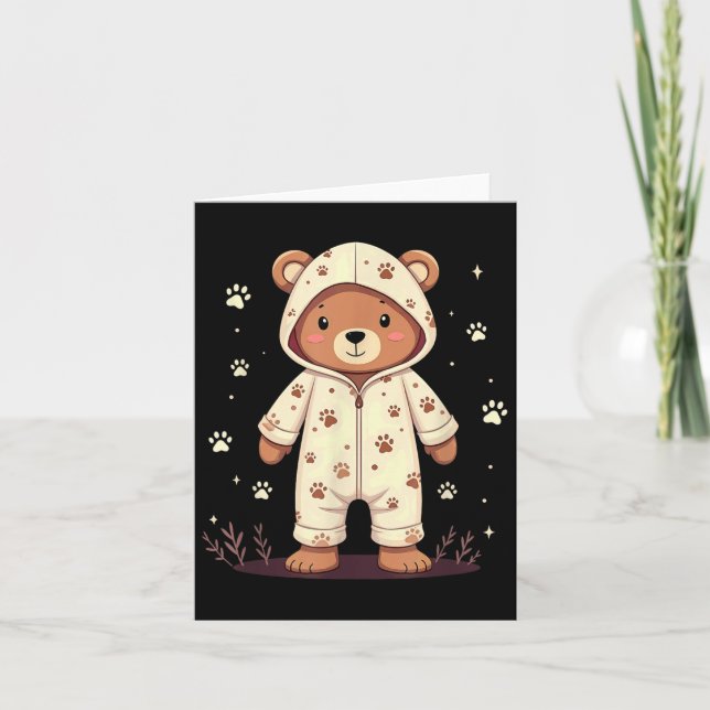 Teddy Bear Wearing Pyjamas  Card (Front)
