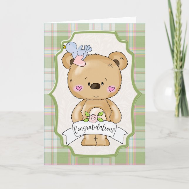 Teddy Bear Wedding Congratulations Card (Front)