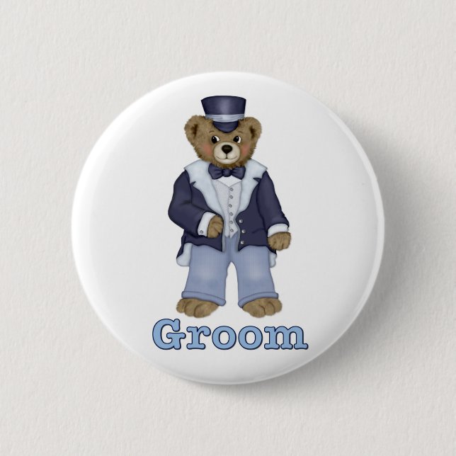 Teddy Bear Wedding - Customise 6 Cm Round Badge (Front)