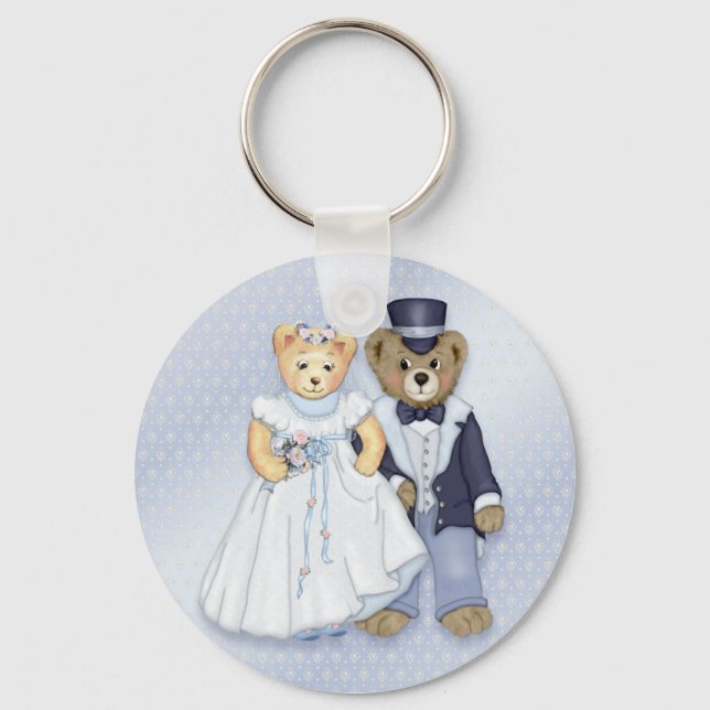 Teddy Bear Wedding - Customise Key Ring (Front)