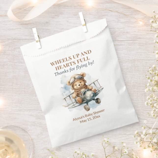 Teddy Bear Wheels Up Hearts Full Favour Bag (Clipped)