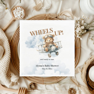 Teddy Bear Wheels Up Little Co Pilot Napkin