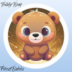Teddy Bear 🐻 Whimsical Animal Cartoon Graphic Classic Round Sticker