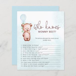 Teddy Bear Who Know Mummy Best Baby Shower Game