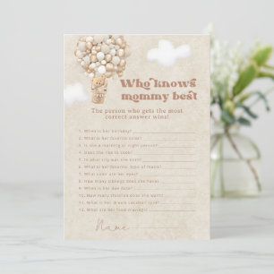 Teddy Bear Who Knows Mummy Best Baby Shower Game Invitation
