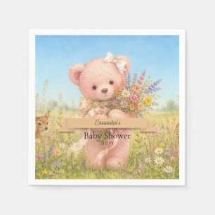Teddy Bear Wildflowers Baby Shower Napkin