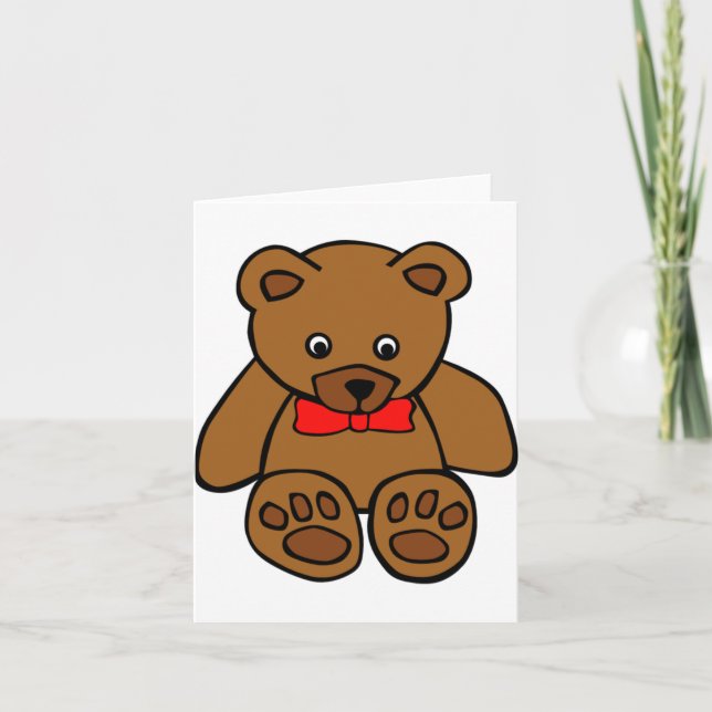 Teddy Bear With A Red Bow Note Cards (Front)