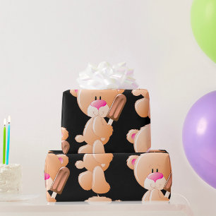 Teddy Bear With An Ice Block Wrapping Paper