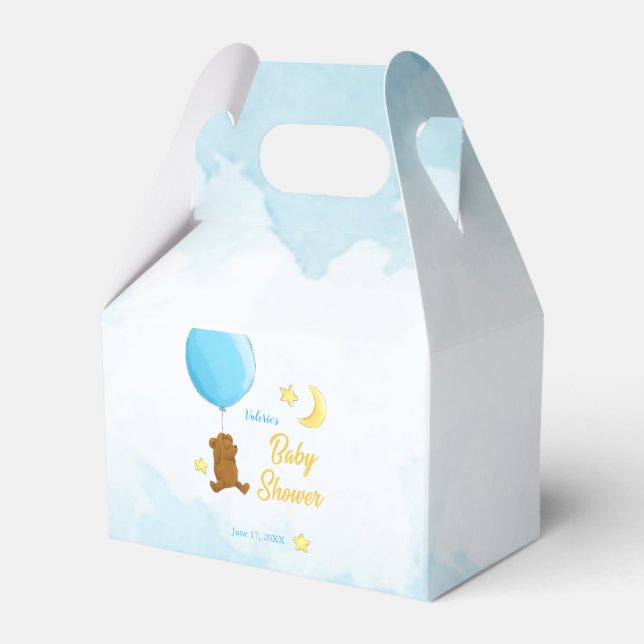 Teddy bear with balloon baby shower favour box (Front Side)