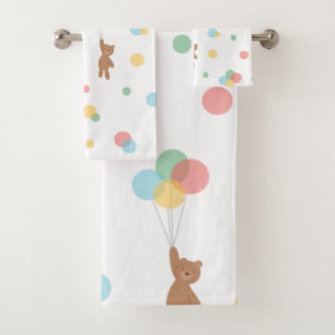 Teddy Bear with Balloons  Bath Towel Set