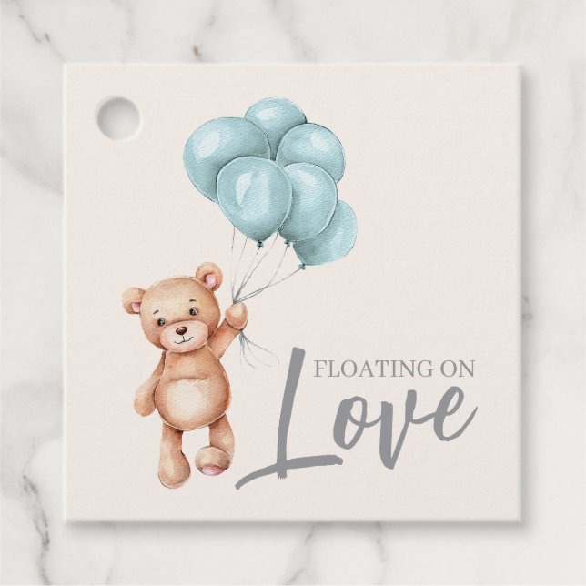 Teddy Bear with Balloons Favour Tags (Front)
