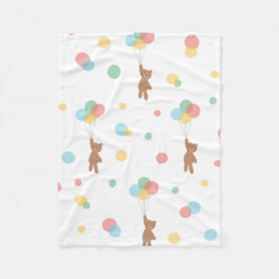 Teddy Bear with Balloons  Fleece Blanket