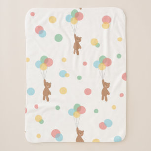 Teddy Bear with Balloons  Sherpa Blanket