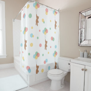 Teddy Bear with Balloons  Shower Curtain