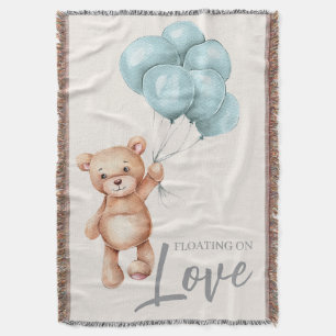 Teddy Bear with Balloons Throw Blanket