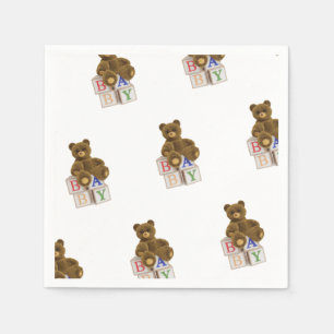 Teddy Bear with Blocks  Napkin