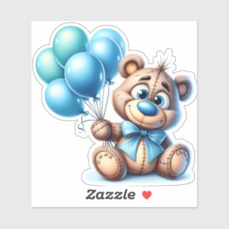 Teddy Bear with Blue Balloons Baby Shower