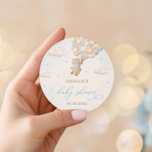 Teddy Bear with Blue Balloons Baby Shower