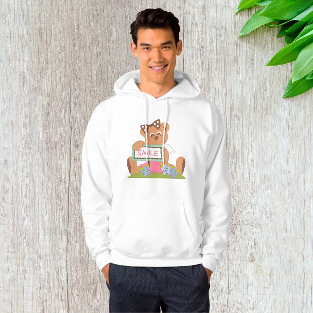 Teddy Bear with Bow Holding Smile Sign  Hoodie (Creator Uploaded)