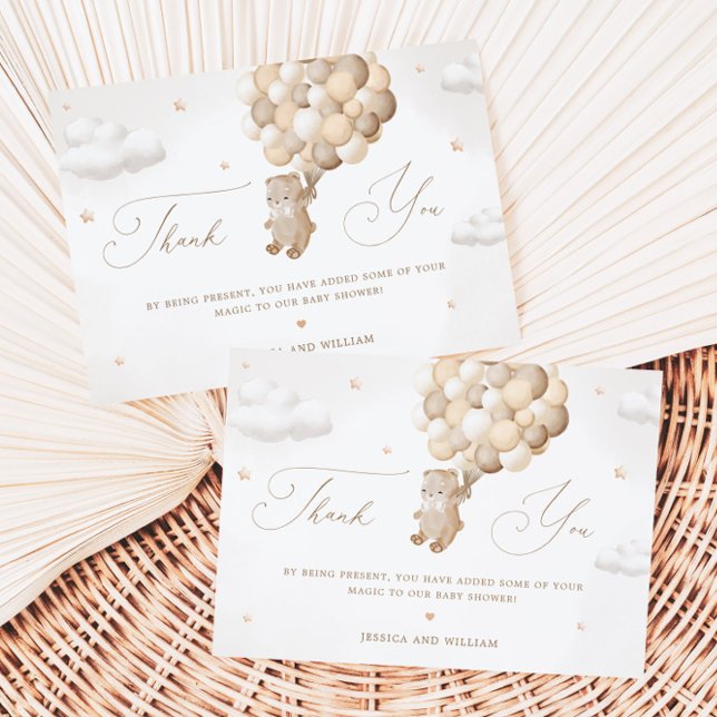 Teddy Bear with Brown Balloons Thank You Card (Creator Uploaded)