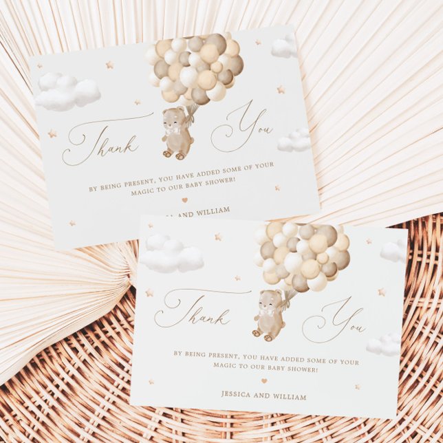 Teddy Bear with Brown Balloons Thank You Card (Creator Uploaded)