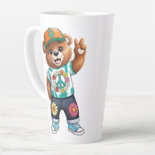 Teddy Bear with casual peaceful outfit 1 Latte Mug