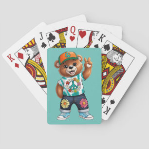Teddy Bear with casual peaceful outfit 1 Playing Cards