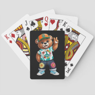 Teddy Bear with casual peaceful outfit 1 Playing Cards