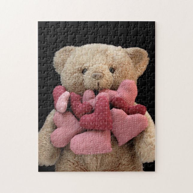 Teddy bear with fabric hearts jigsaw puzzle (Vertical)
