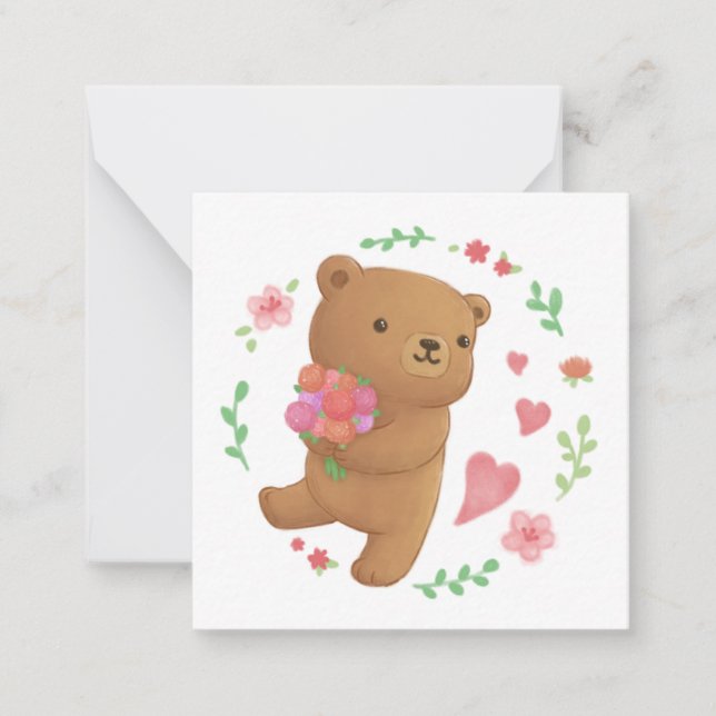 Teddy Bear with Flowers Card (Front)