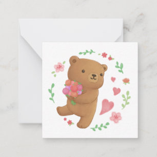 Teddy Bear with Flowers Card