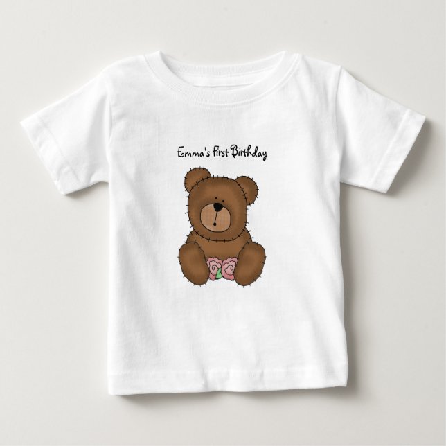 Teddy Bear with Flowers Infant T-Shirt (Front)