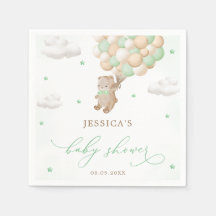 Teddy Bear with Green Balloons Baby Shower