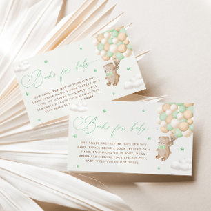 Teddy Bear with Green Balloons Book Request Enclosure Card