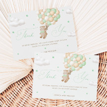 Teddy Bear with Green Balloons Thank you