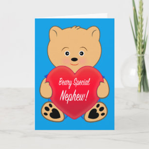 Teddy Bear with Heart Birthday Nephew Card