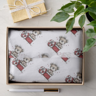 Teddy Bear with Heart Gift and Polka Dot Box Tissue Paper