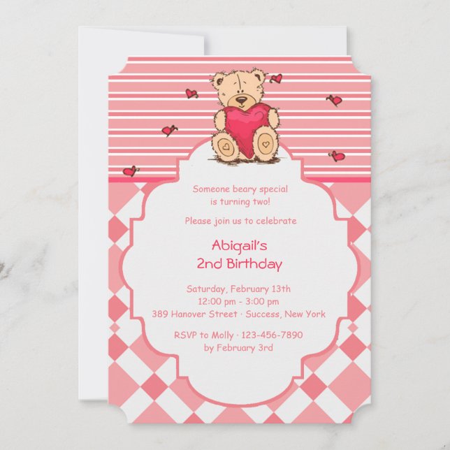 Teddy Bear With Heart Invitation (Front)