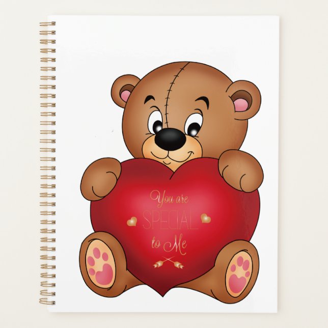 Teddy Bear with Heart Saying Hello Lovely Planner (Front)