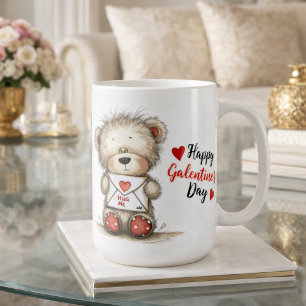 Teddy Bear with Heart-Sealed Envelope Coffee Mug