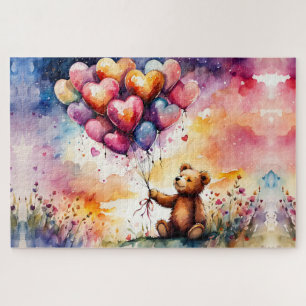 Teddy bear with Heart shaped balloons Jigsaw Puzzle