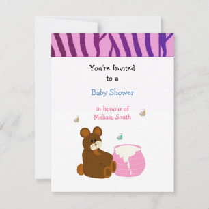Teddy Bear with Honey Pot Baby Shower Invitation