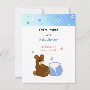 Teddy Bear with Honey Pot Baby Shower Invitation