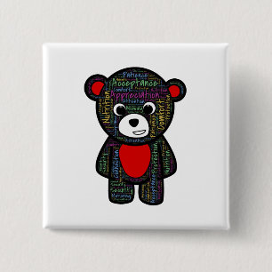 Teddy bear with inspirational text clipart 15 cm square badge